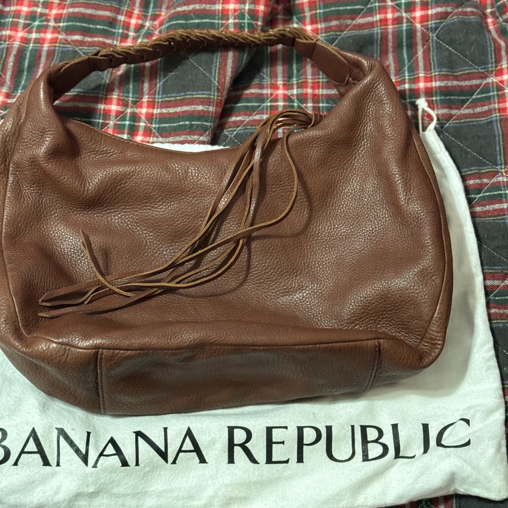 Banana Republic Rich Brown Leather Hobo Bag